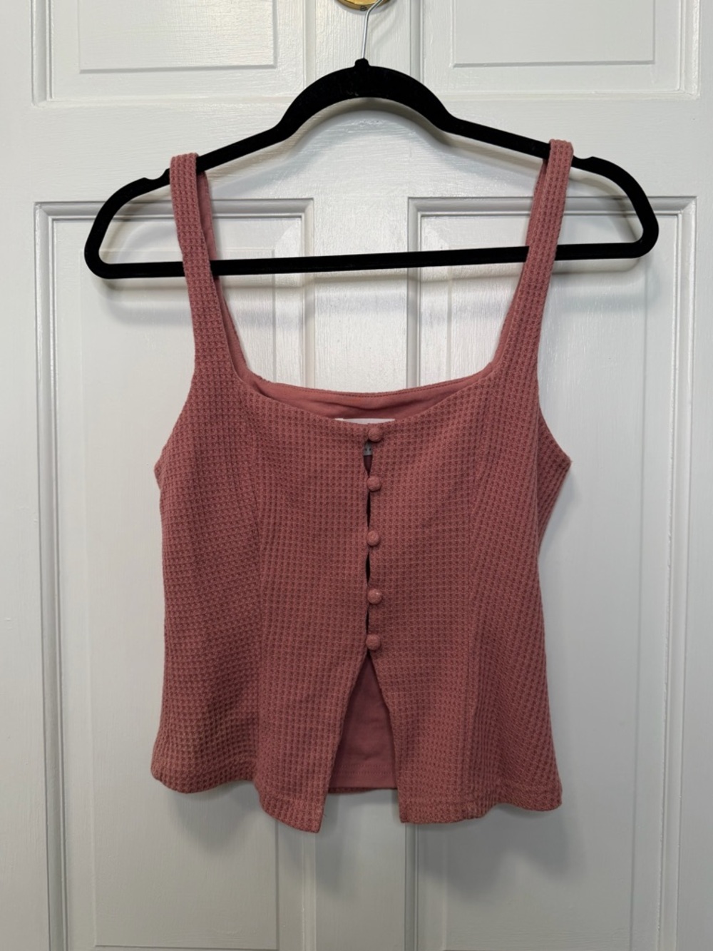 SABO Pink Waffle Knit Button Front Tank Top Size Small AUS 8 USA 4